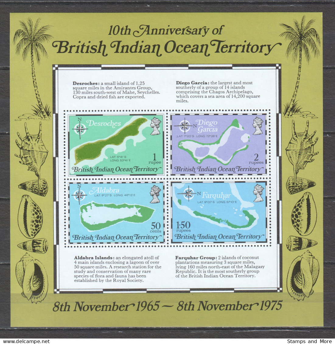 British Indian Ocean Territory BIOT 1975 Mi Block 2 MNH ISLANDS  - Territorio Británico Del Océano Índico