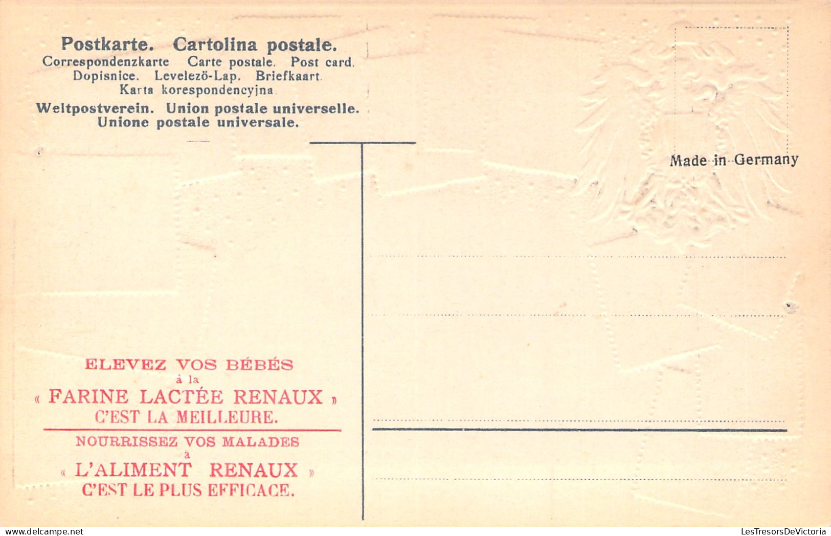 Timbres - Représentation - Carte Allemande - Aigle Noir Et Blason - Pub Farine Lactée Renaux - Carte Postale Ancienne - Briefmarken (Abbildungen)