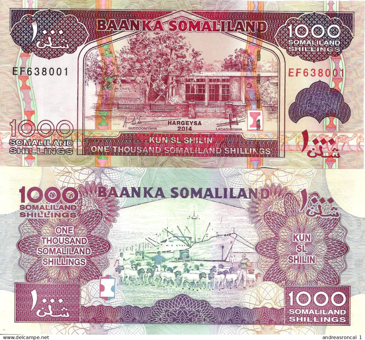 Somaliland 1000 Shillings 2014 P-20c UNC - Somalia