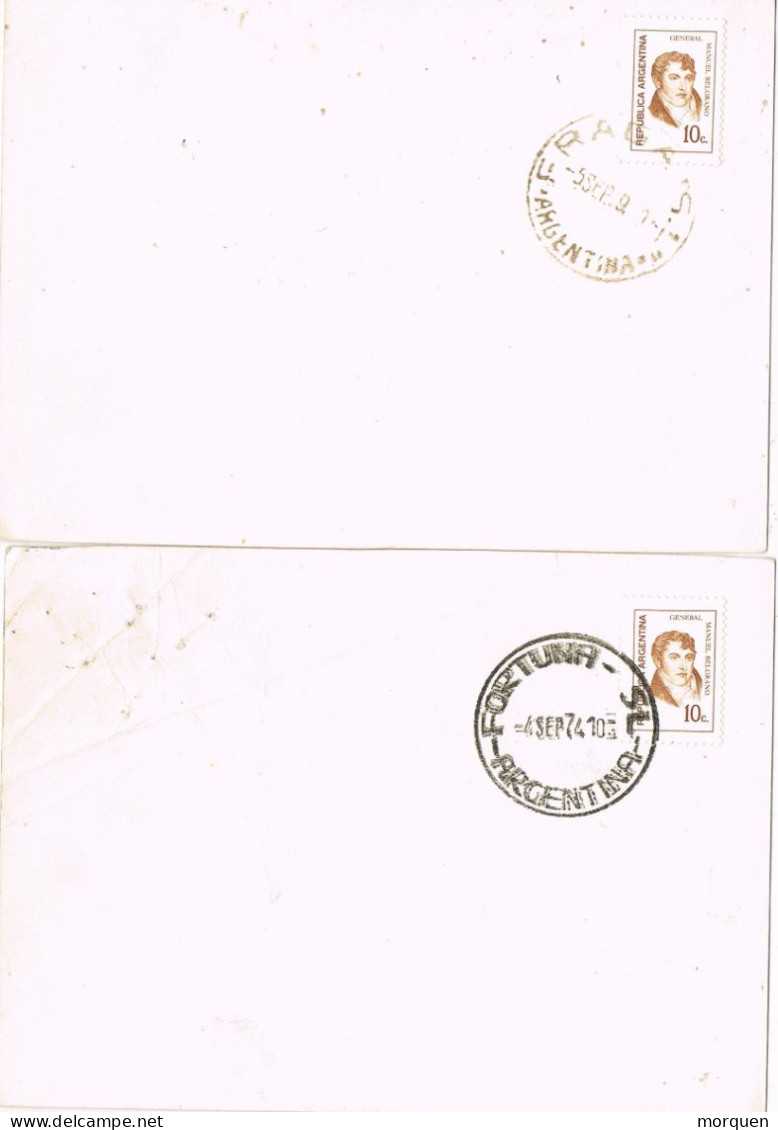 53043. Dos Tarjetas  FRAGA Y FORTUNA (Argentina) 1974 Y 1979 - Cartas & Documentos