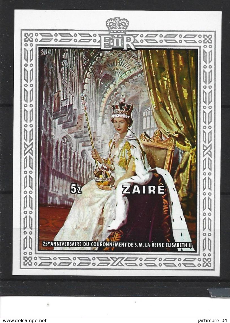 1978 CONGO ZAIRE BF 5 ** Reine Elisabeth II, Non Dentelé - Neufs