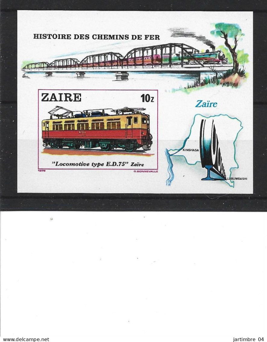 1980 CONGO ZAIRE BF 16 ** Train, Locomotive, Non Dentelé - Ungebraucht