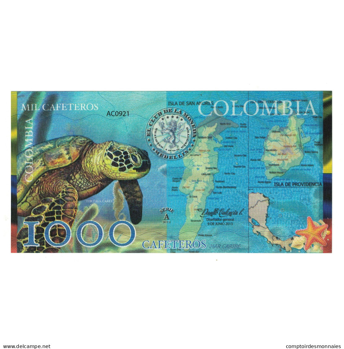 Billet, Colombie, Billet Touristique, 1000 CAFETEROS EL CLUB DE LA MONEDA - Colombia