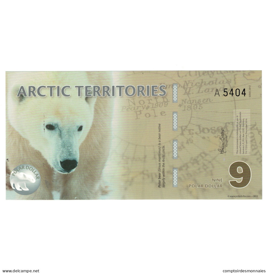 Billet, États-Unis, Dollar, 2012, 9 DOLLAR ARCTIC TERRITORIES, NEUF - A Identifier