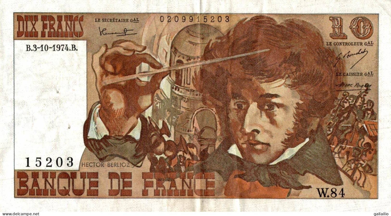 BILLET 10 FRANCS BERLIOZ DE 1974 - 10 F 1972-1978 ''Berlioz''