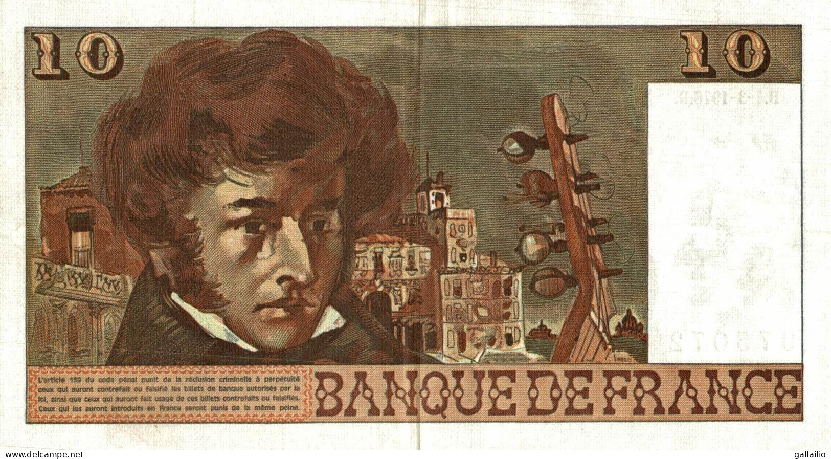 BILLET 10 FRANCS BERLIOZ DE 1976 - 10 F 1972-1978 ''Berlioz''