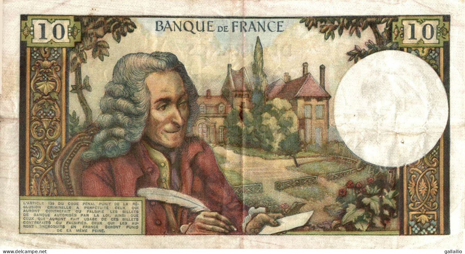 BILLET 10 FRANCS VOLTAIRE DE 1971 - 10 F 1963-1973 ''Voltaire''