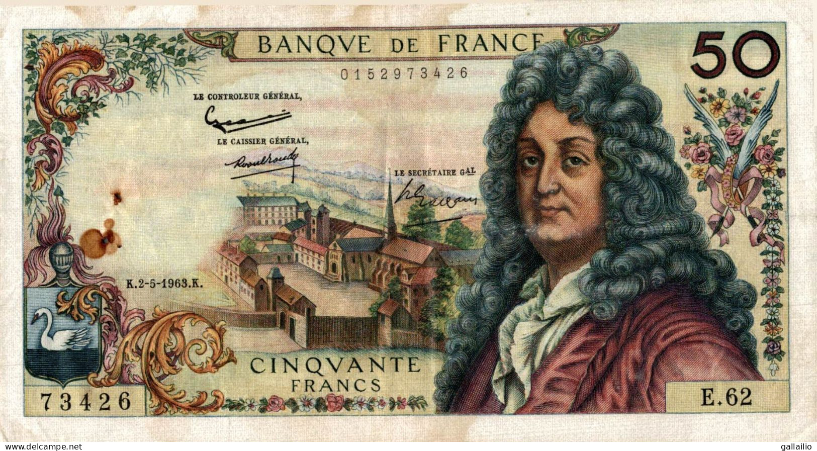 BILLET 50 FRANCS RACINE DE 1963 - 50 F 1962-1976 ''Racine''