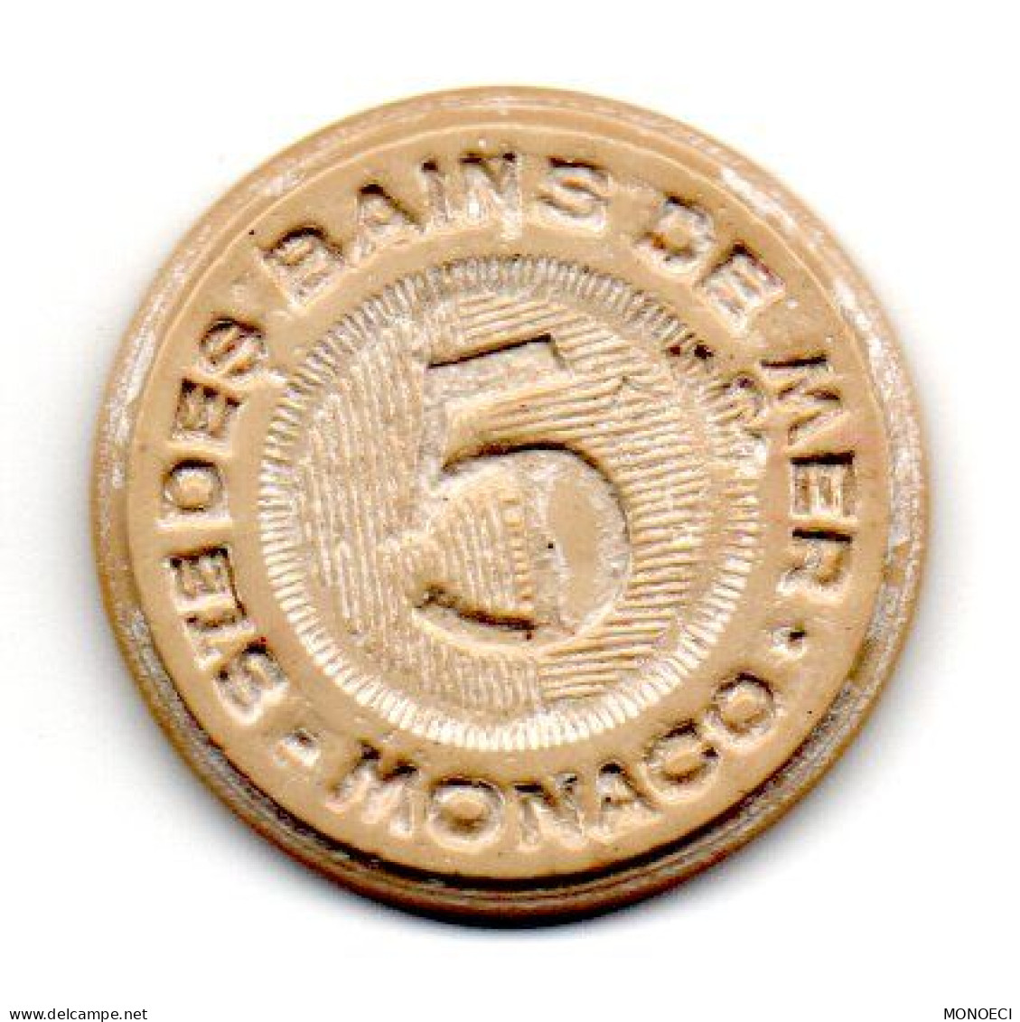 MONACO -- MONTE CARLO -- Token Coin Chip Jeton 5 Francs   Société  Bains De Mer Monaco - Casino