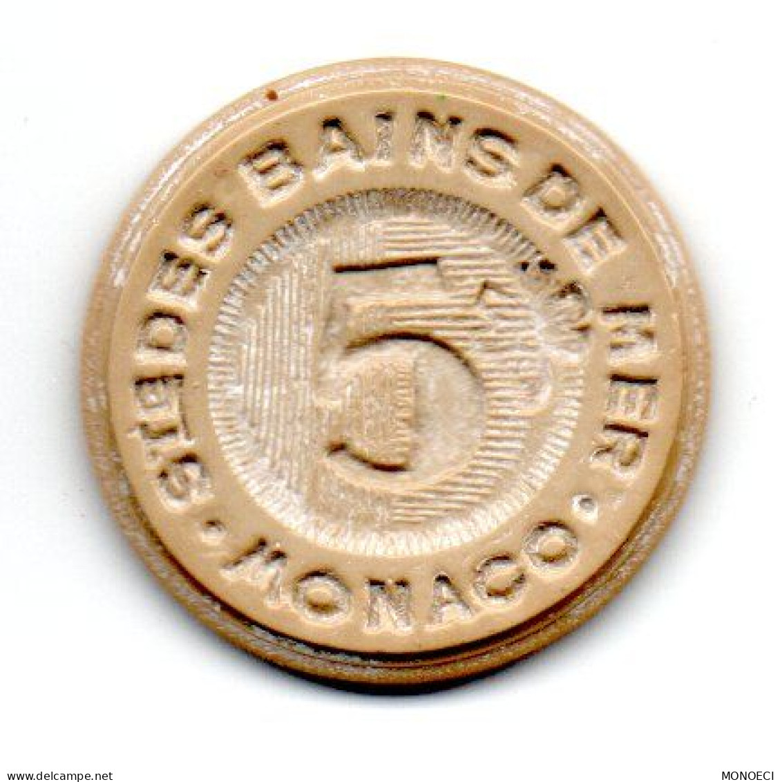 MONACO -- MONTE CARLO -- Token Coin Chip Jeton 5 Francs   Société  Bains De Mer Monaco - Casino