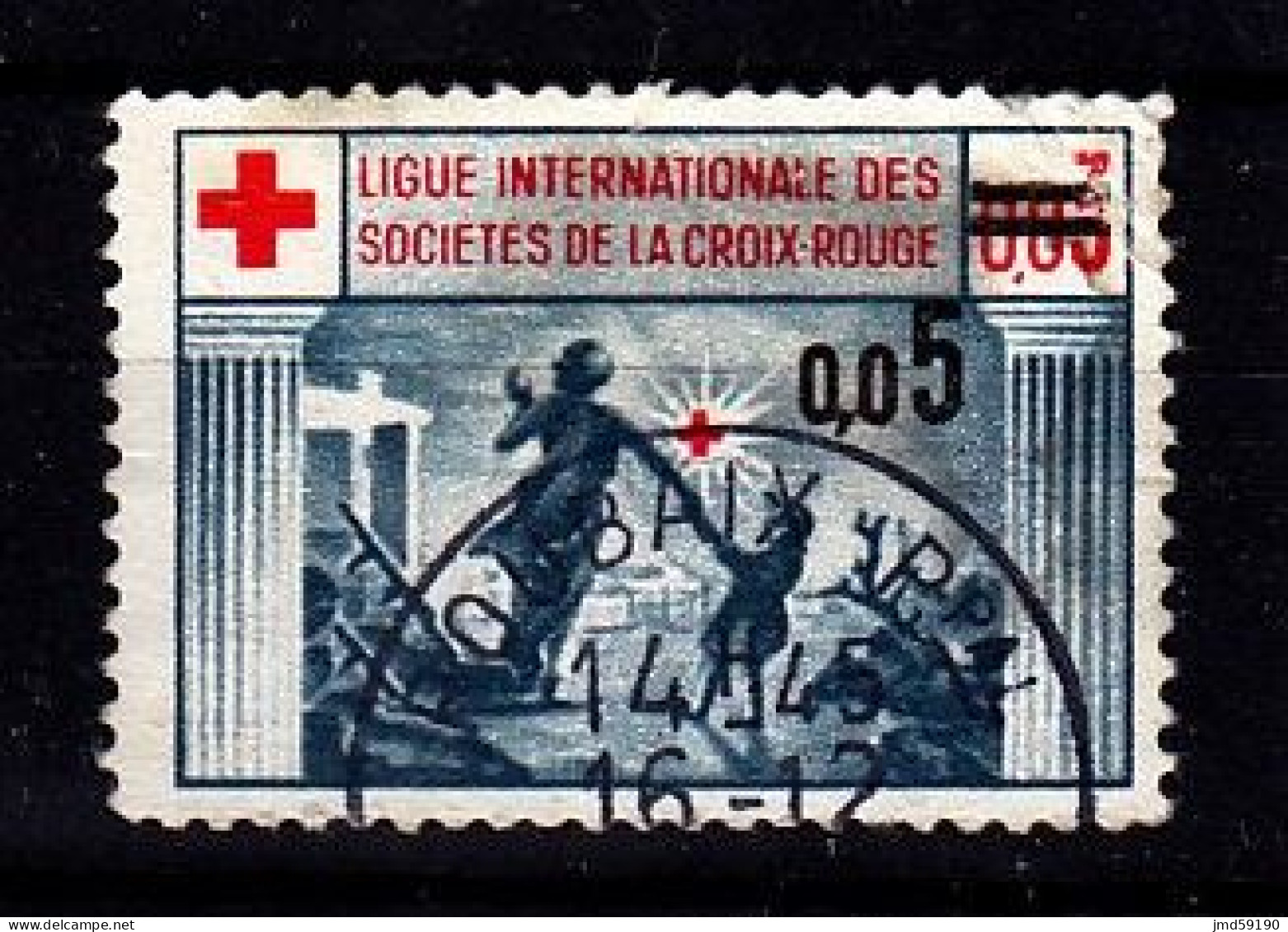 France - Vignette Oblitérée Ligue Internationale Des Sociétés De La Croix Rouge Avec Surcharge 0.05 - Cruz Roja