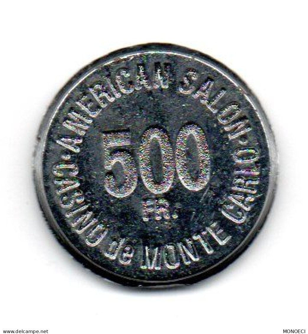 MONACO -- Centre De Token Coin Chip Jeton 500 Francs  Américan Salonn Casino De Monte Carlo - Casino