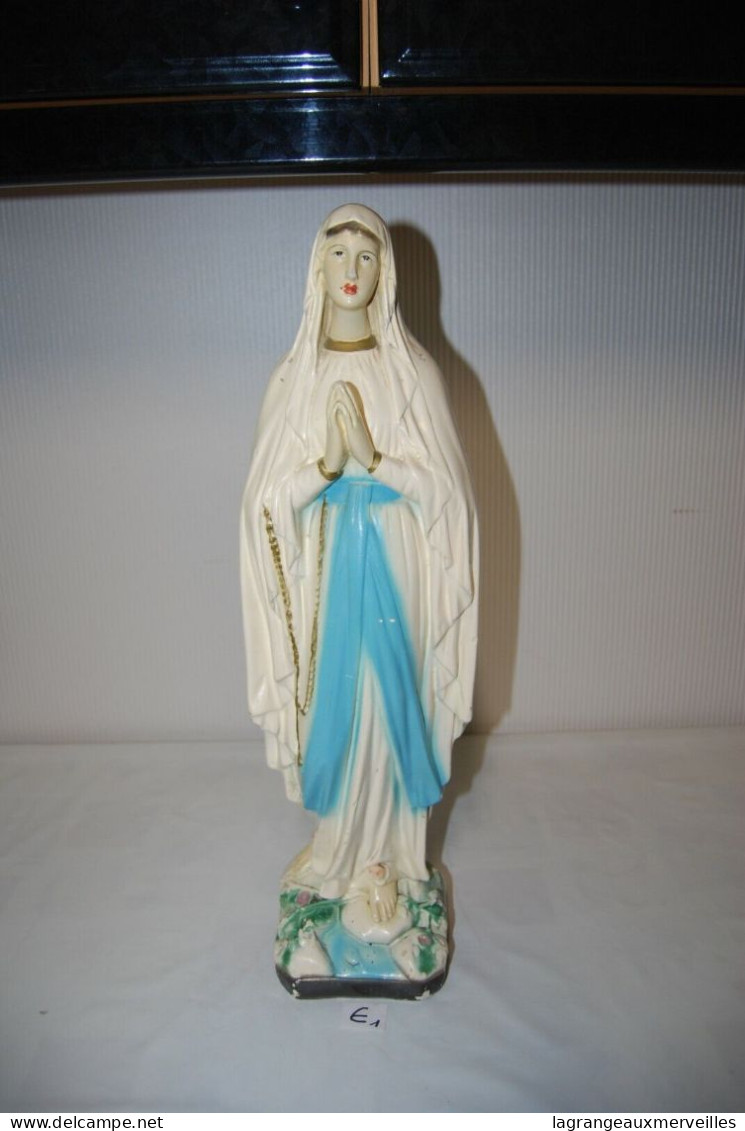 E1 Ancien Objet Religieux - Dévotion - Sculpture La Vierge - Plâtre - Religiöse Kunst
