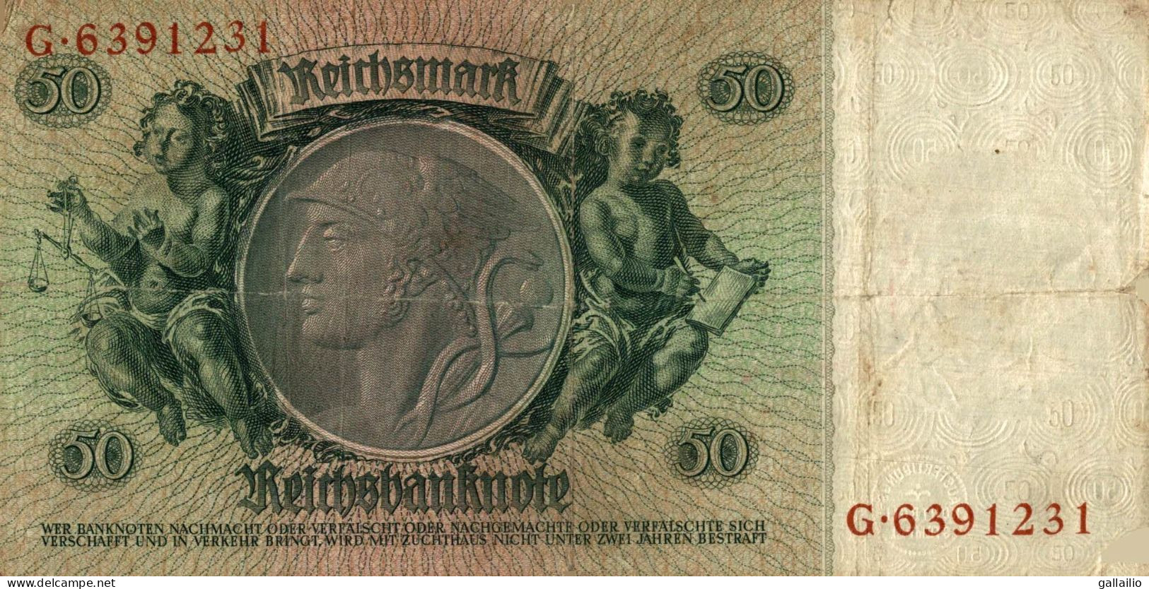 BILLET 50 MARK REICHSBANKNOTE 1933 - 50 Mark