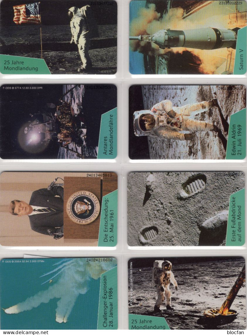 Mond-Raumfahrt 8TK O45A/B.455,521,577A/B,208A+C ** 120€ Eroberung Des Weltraum Kennedy Aldrin TC Space Telecards Germany - Space