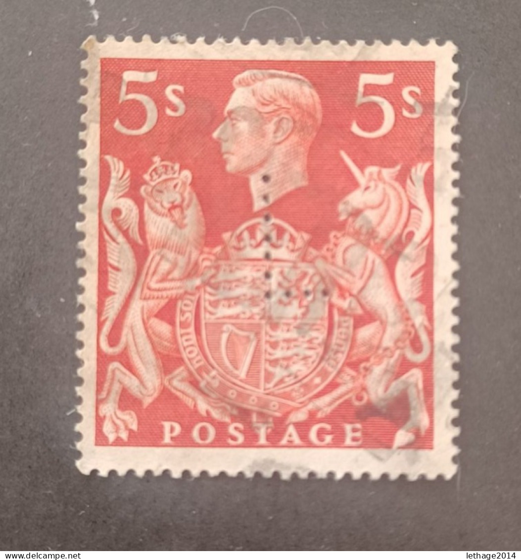 ENGLAND BRITISH 1939 KING GEORGE VI CAT GIBBONS 477 PERFIN - Usati