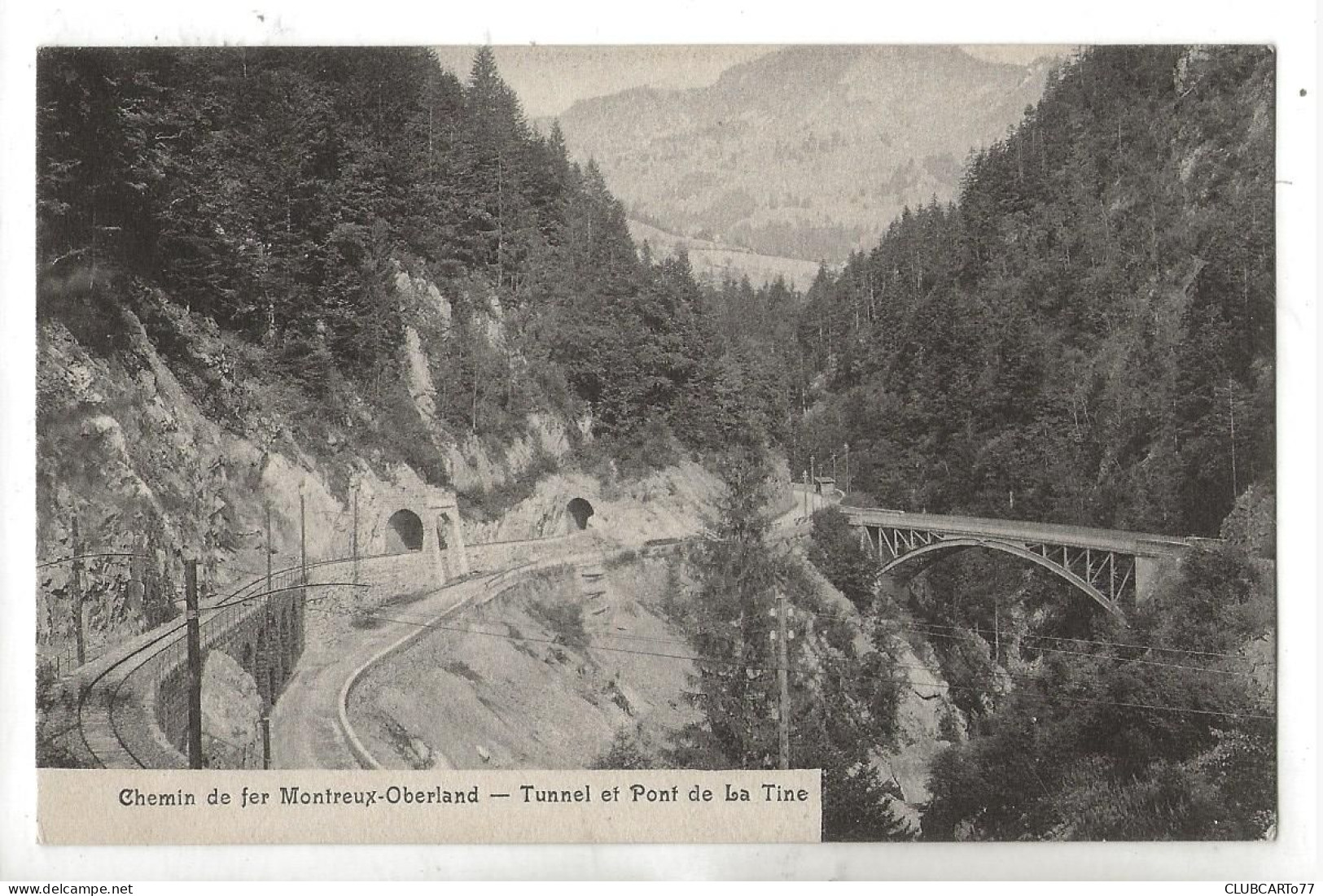 Ormont-Dessous (Suisse, Vaud) : Le Pont De La Tine Et Le Tunnel Du Chemin De Fer En 1910 PF. - Ormont-Dessous