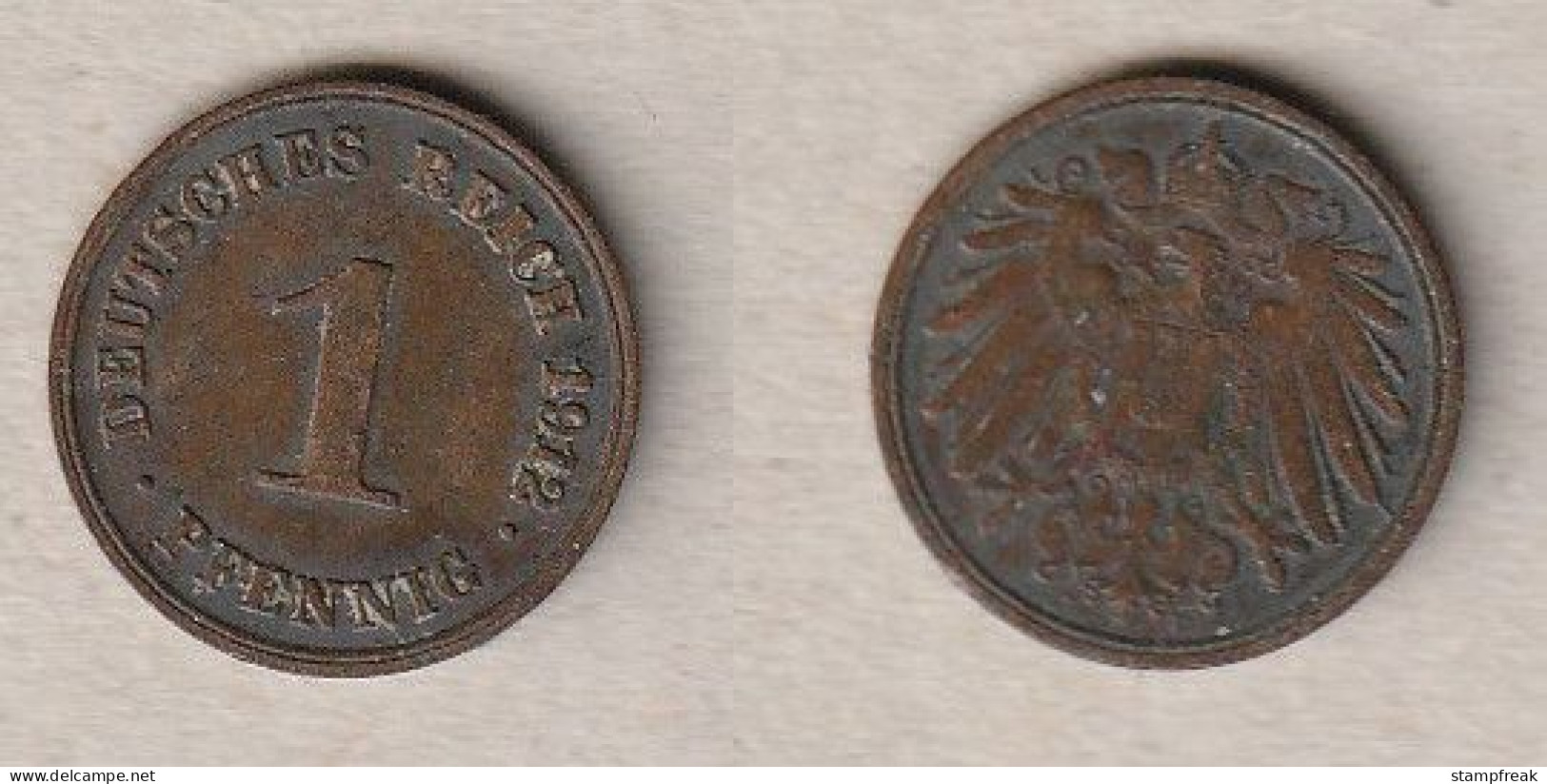 00806) Dt. Kaiserreich, 1 Pfennig 1912D - 1 Pfennig