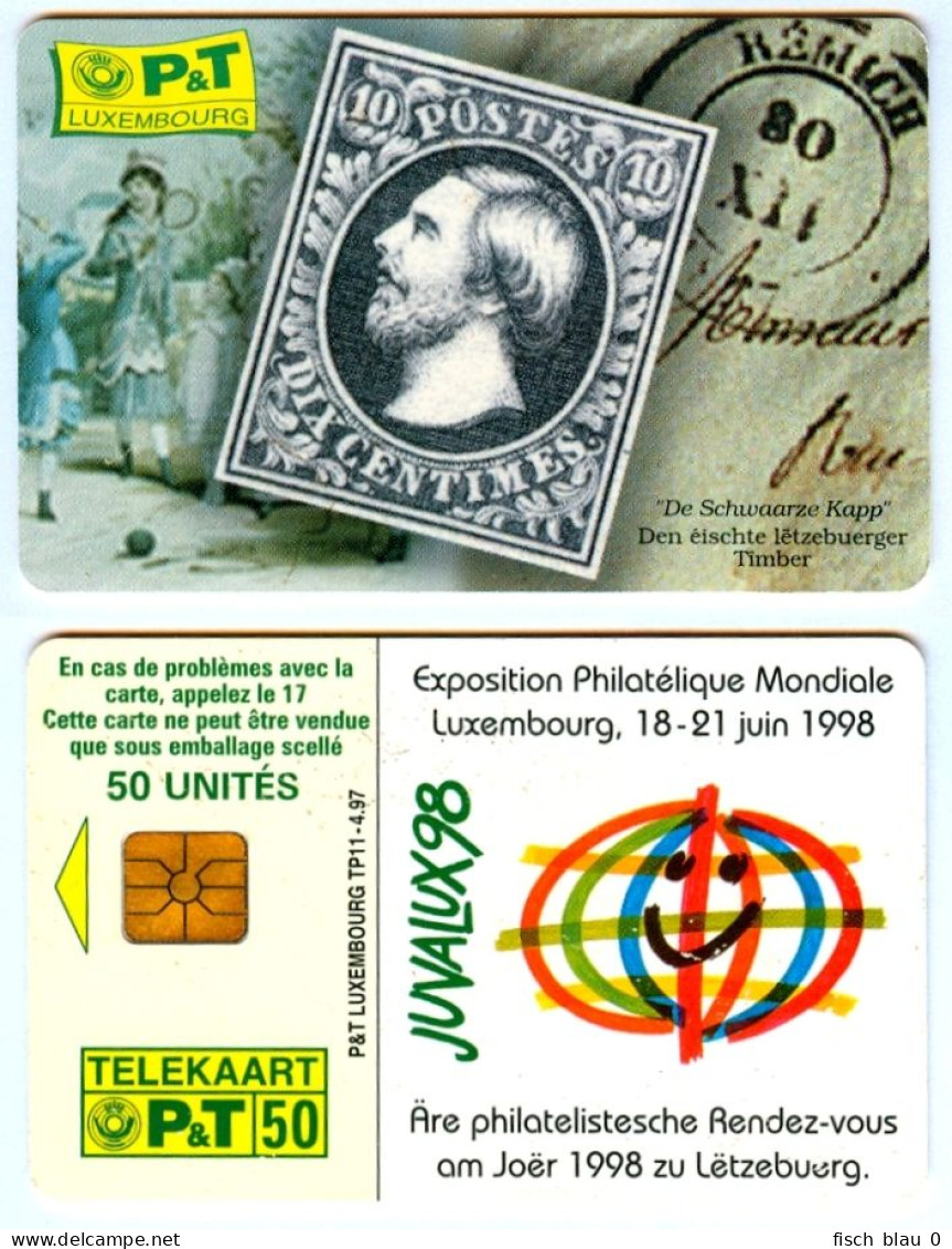TWK P&T Luxembourg-Telefonwertkarte TP11 04.97 JUVALUX Briefmarke De Schwaarze Kapp Luxemburg Lëtzebuerg Telefonkarte - Luxembourg