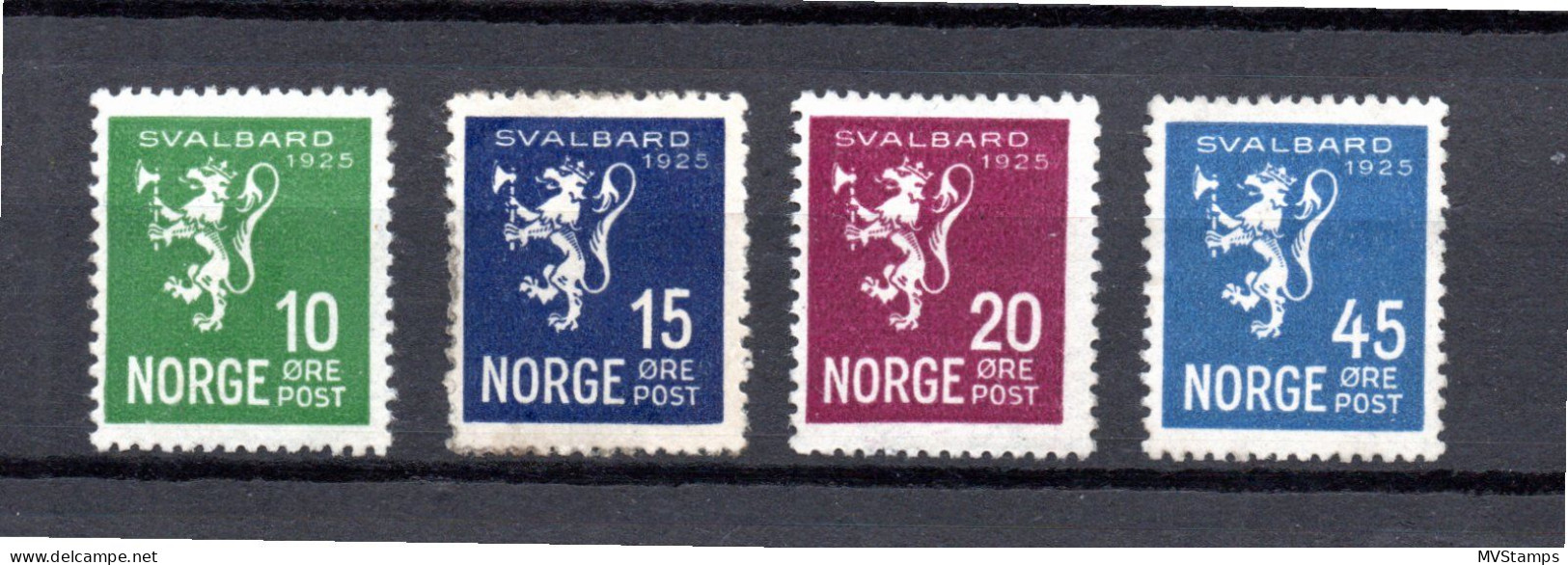 Norway 1925 Set Lion/Svalbard Stamps (Michel 116/19) Nice MLH - Nuovi