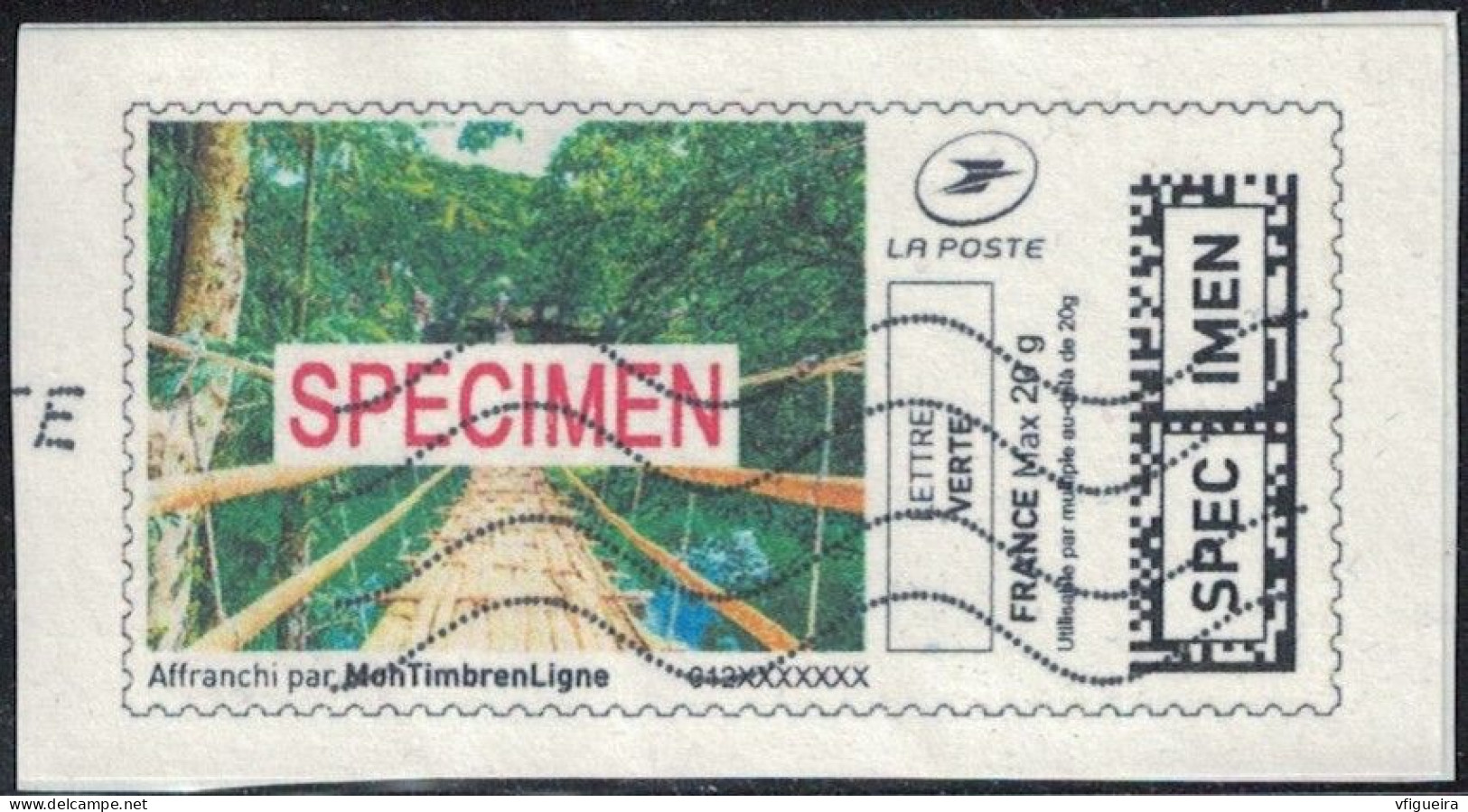 France Vignette Sur Fragment Used Mon Timbre En Ligne Spécimen Affranchie SU - Druckbare Briefmarken (Montimbrenligne)