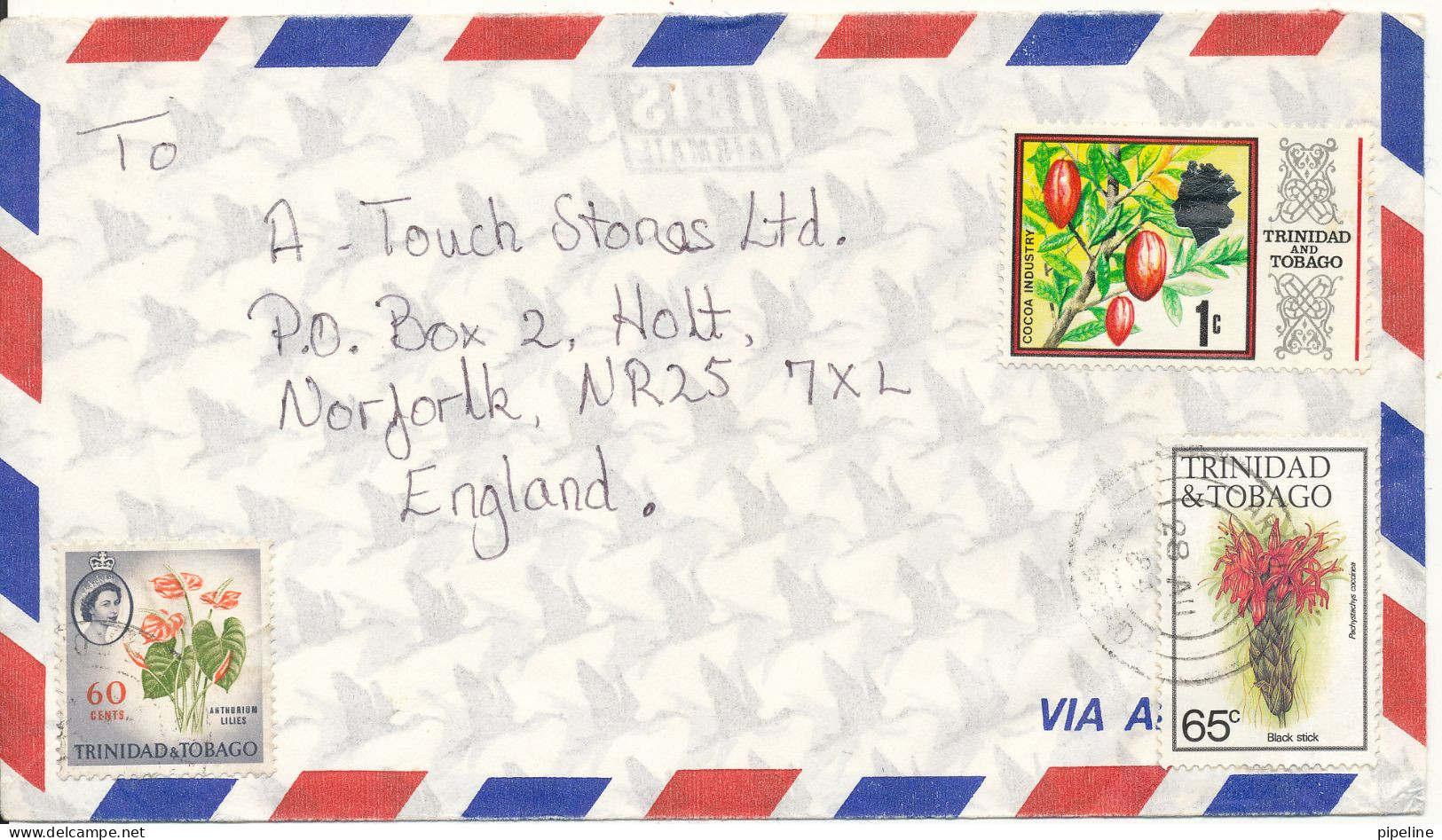 Trinida & Tobago Air Mail Cover Single Franked Sent To England 8-8-1984 (a Collector Has Pasted Some Dublets On The Cove - Trinidad & Tobago (1962-...)