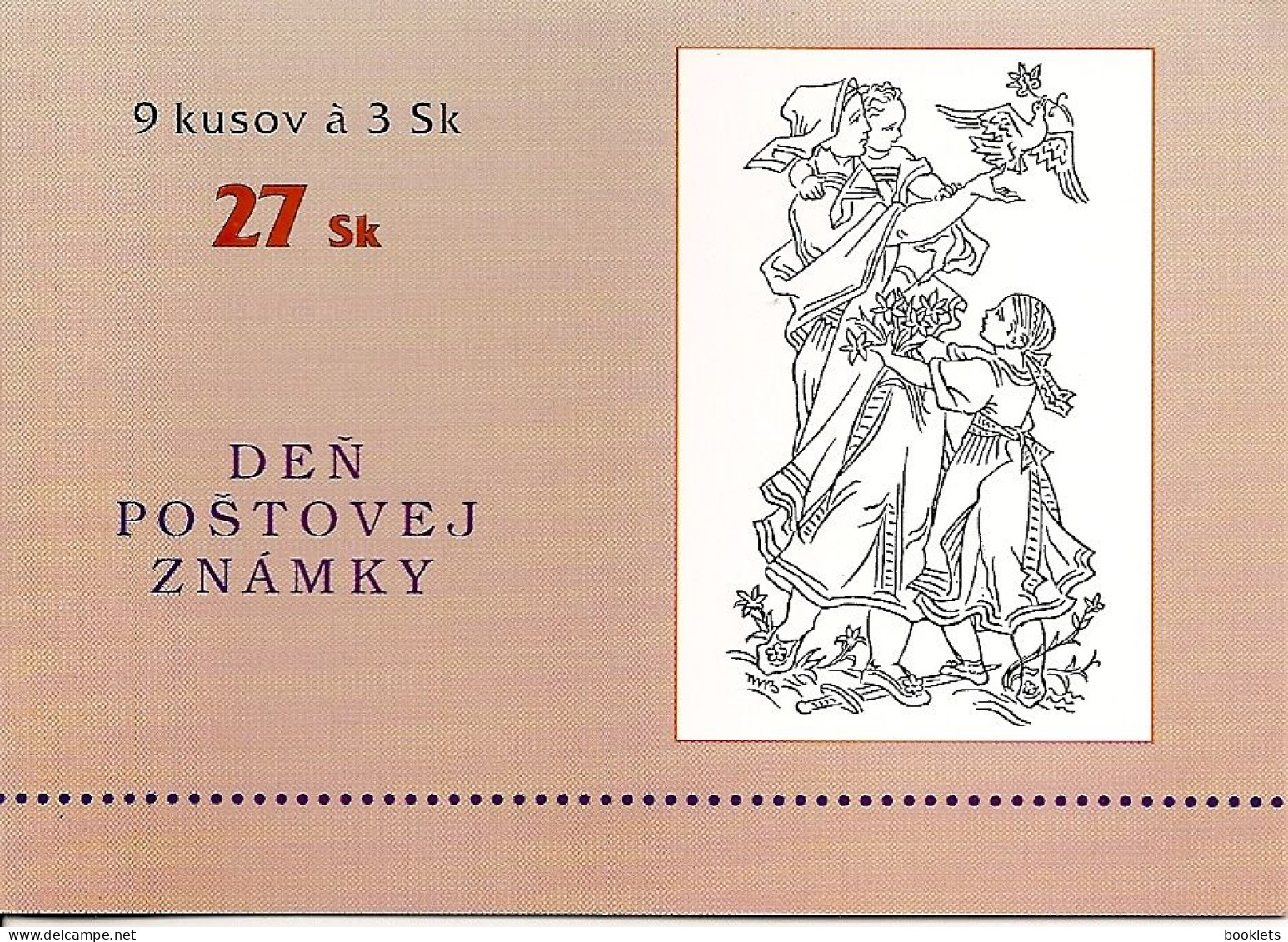 SLOVAKIA, 1996, Booklet 16, 9x3 Stamp Day - Unused Stamps