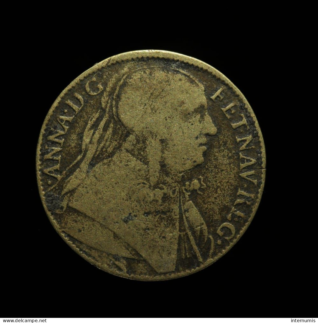 France, Anne D'Autriche, AMBO · IVNGEN TVR · IN · VNA, Laiton (Brass), TB (F), Feu#12426 - Royal / Of Nobility