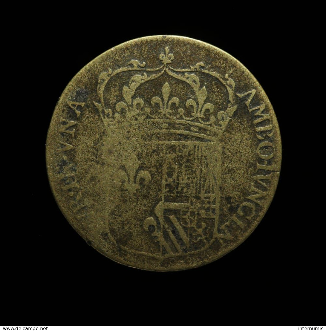 France, Anne D'Autriche, AMBO · IVNGEN TVR · IN · VNA, Laiton (Brass), TB (F), Feu#12426 - Royaux / De Noblesse