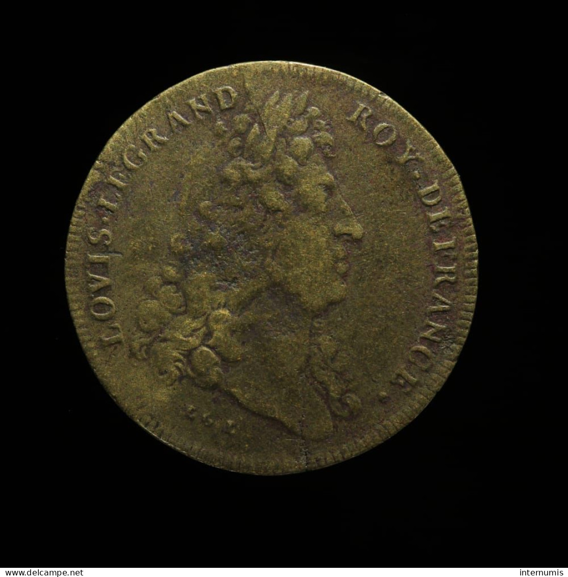 France, LOUIS XIV, QVAS NON PRAEBET OPES - CHAMBRE AUX DENIERS, ND (1688), Laiton (Brass), TTB (EF), Feu#2400 - Royaux / De Noblesse