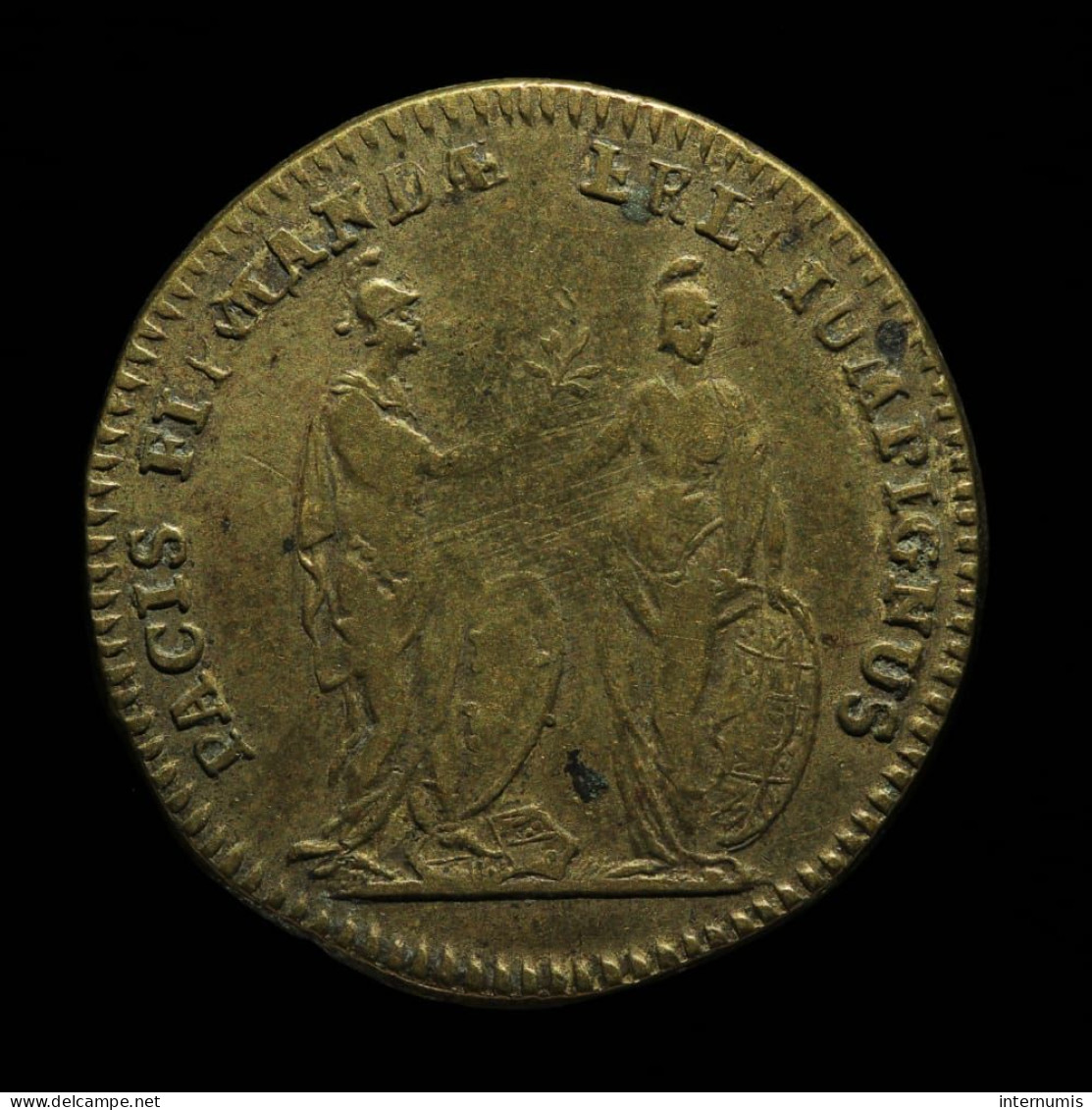 France, Louis XV, PACIS FIRMANDAE EREPTUM PIGNUS, ND (1718-1720), Laiton (Brass), TTB (EF), Feu#13219 - Royaux / De Noblesse