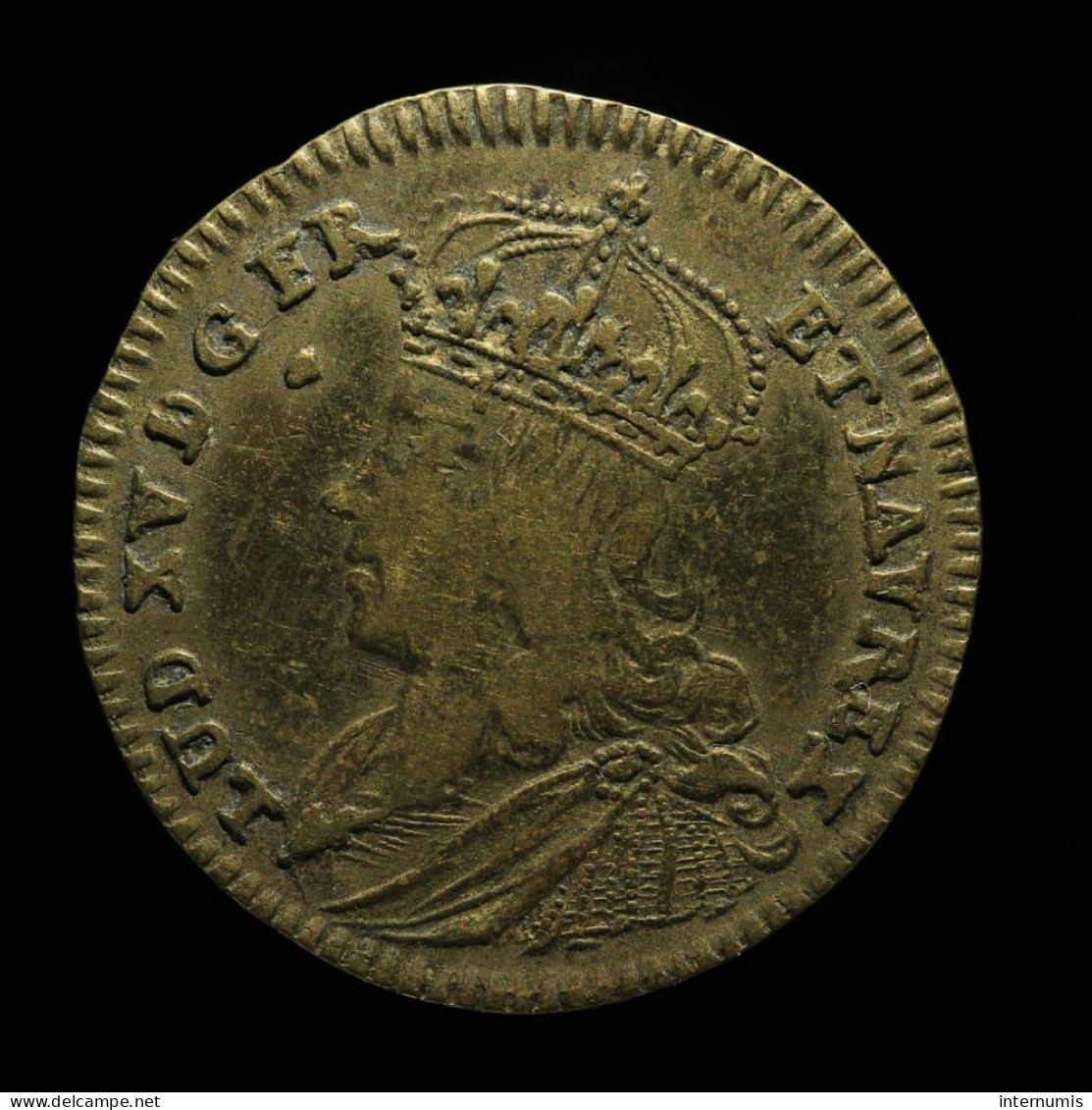 France, Louis XV, PACIS FIRMANDAE EREPTUM PIGNUS, ND (1718-1720), Laiton (Brass), TTB (EF), Feu#13219 - Monarquía / Nobleza