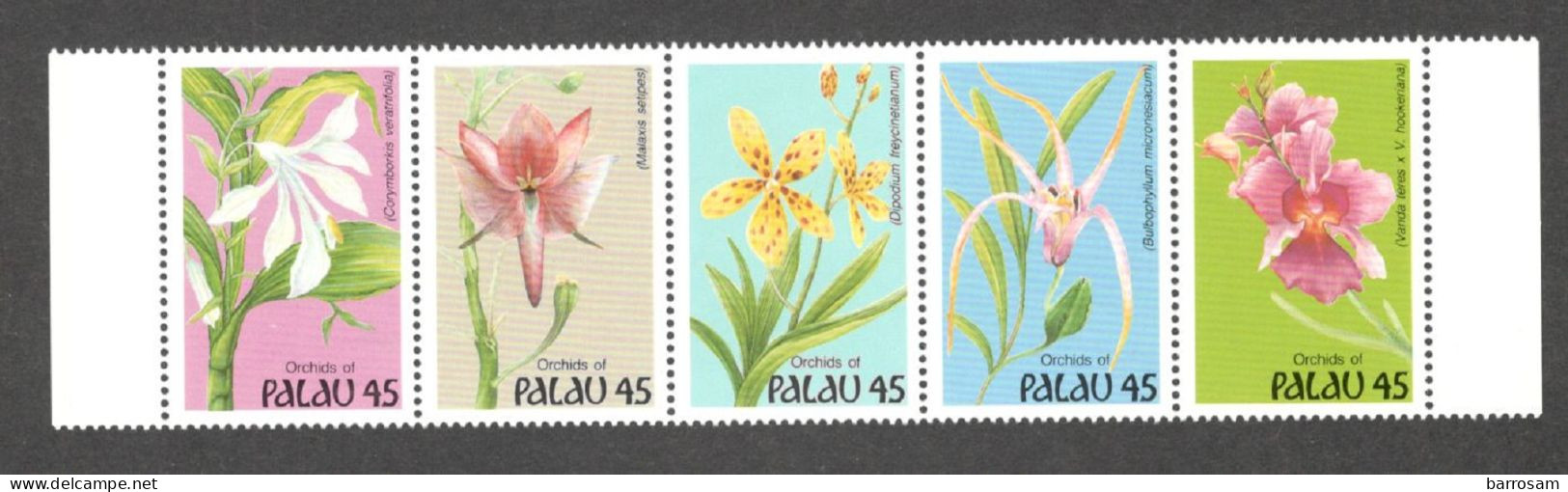 PALAU......1990:   Michel361-5mnh**ORCHIDS - Palau