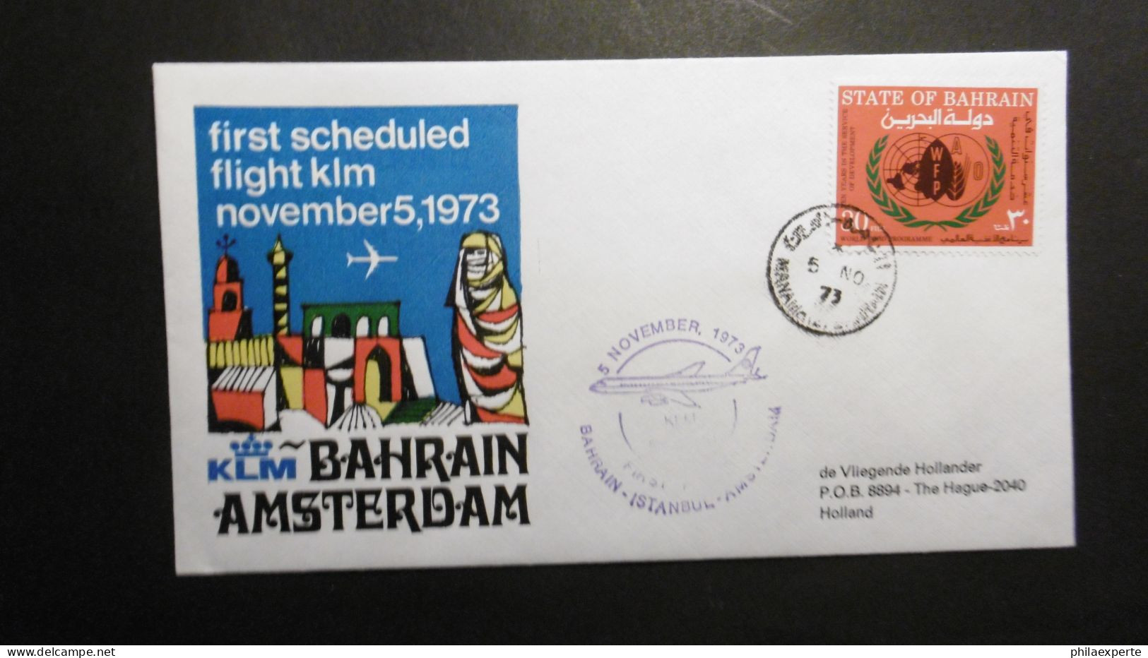 Brunei Mi. 200 Erstflugbrief KLM 5.11.1973 Nach Amsterdam - Brunei (...-1984)