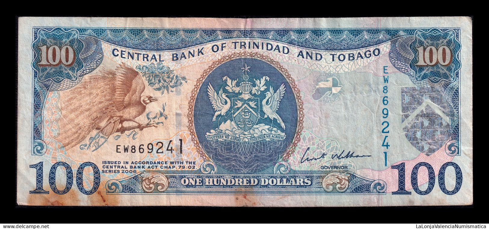 Trinidad & Tobago 100 Dollars 2006 Pick 51a Bc/Mbc F/Vf - Trinité & Tobago