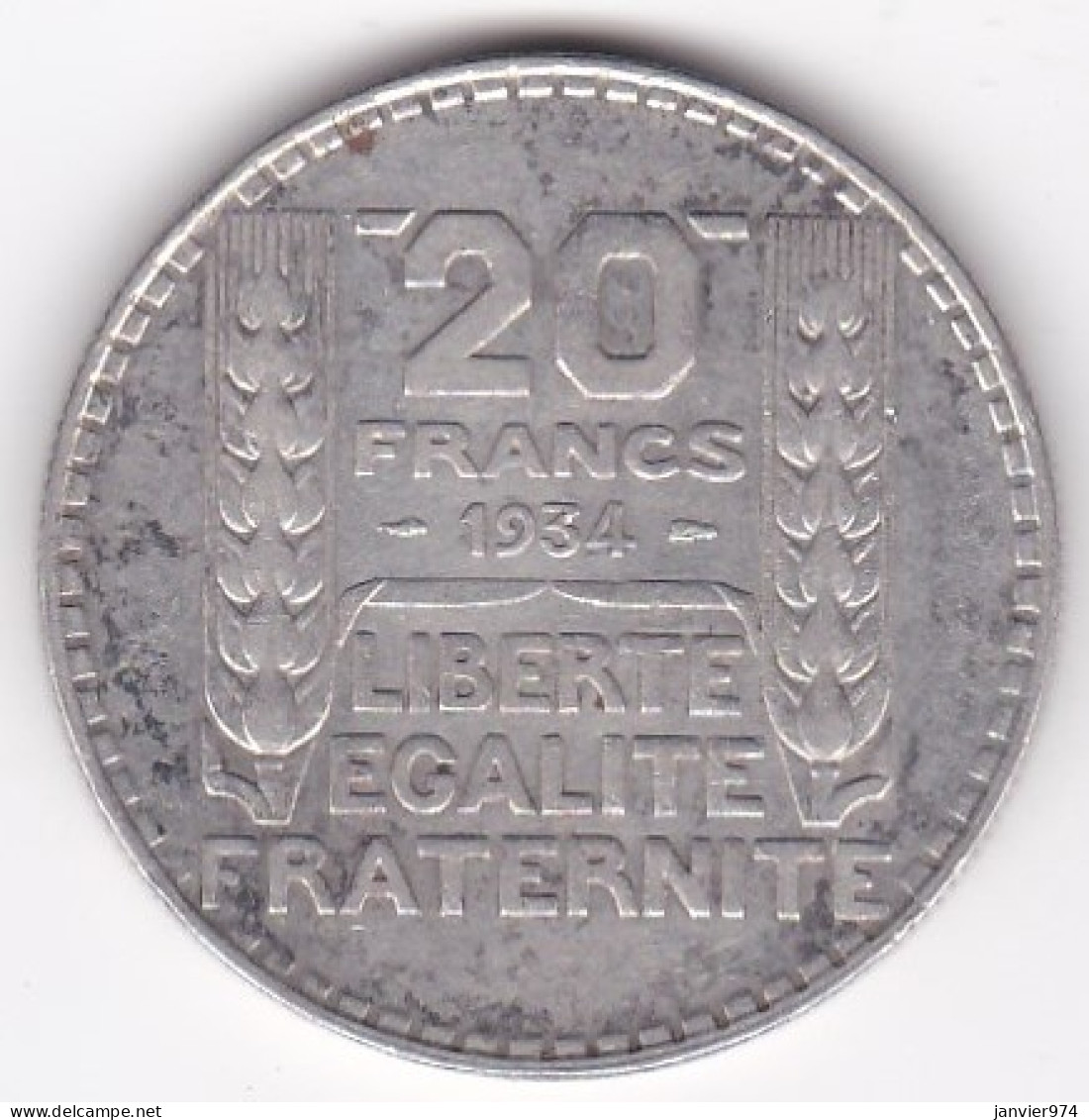 20 Francs Turin 1934, En Argent - 20 Francs