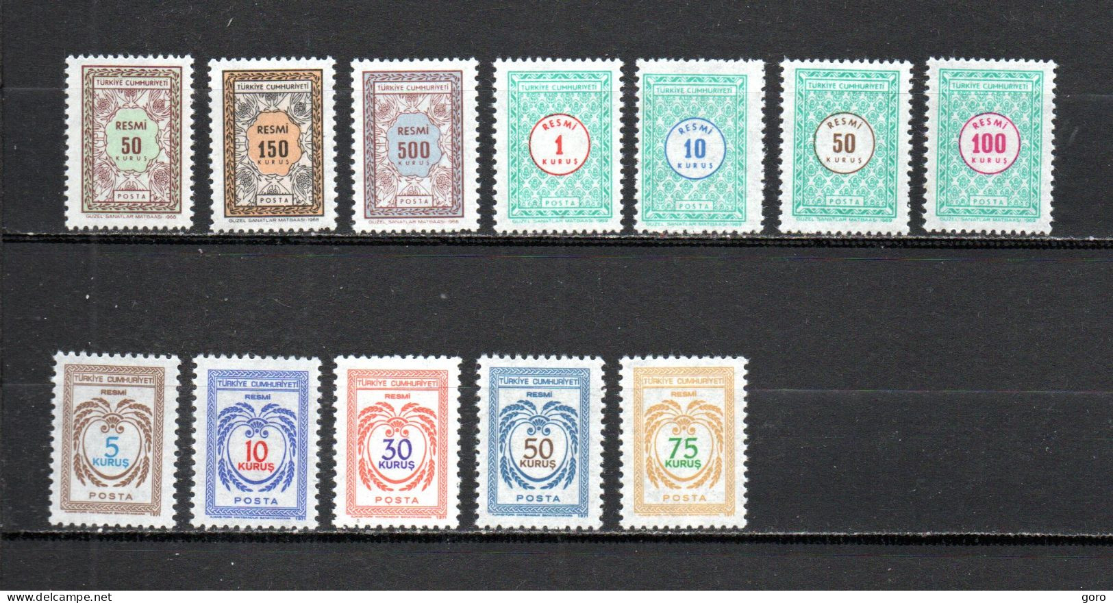 Turquía   1968-71  .-  Y&T   Nº   108/110-111/114-115/119   Servicio   ** - Official Stamps
