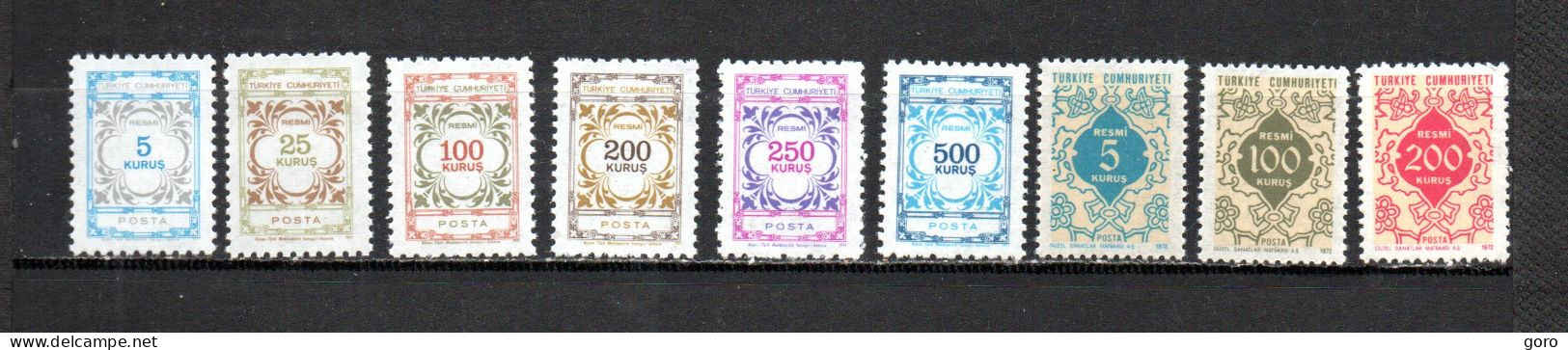 Turquía   1971-72  .-  Y&T   Nº   120/125-126/128   Servicio   ** - Official Stamps
