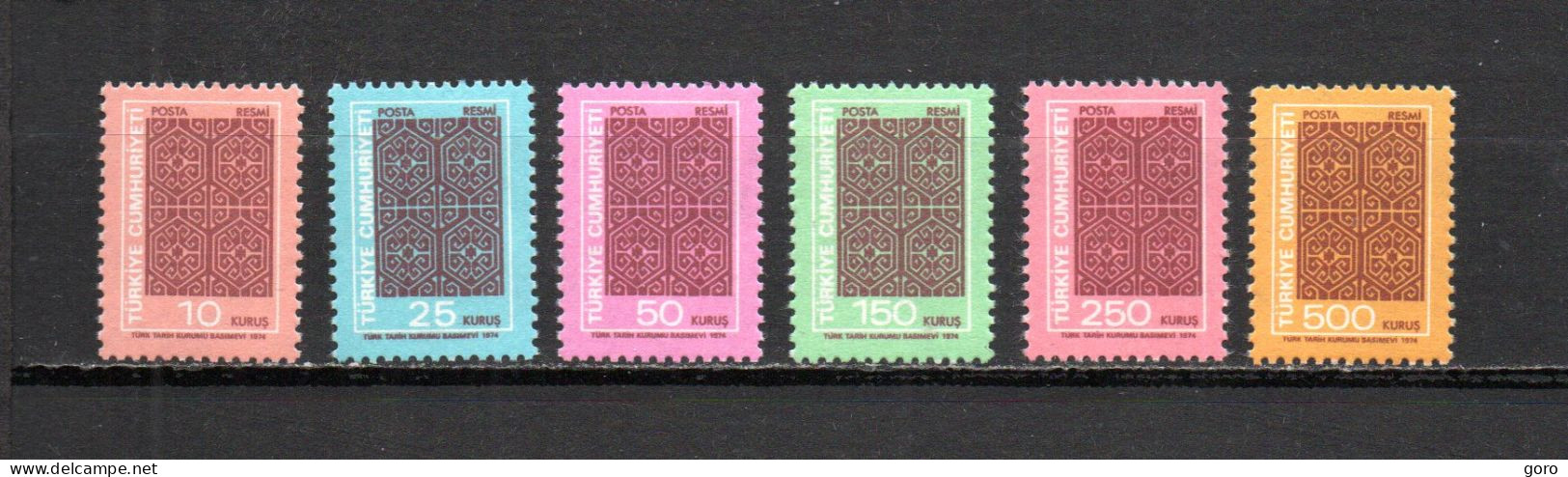 Turquía   1973  .-  Y&T   Nº   130/135   Servicio   ** - Timbres De Service