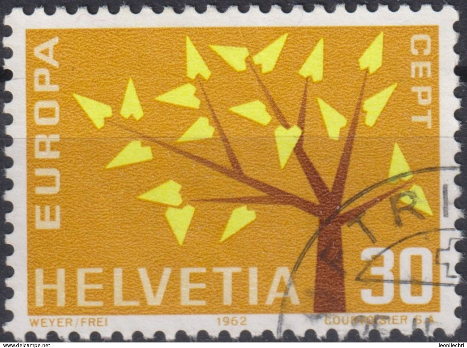 1962 Schweiz ° Zum: CH 389, Mi: CH 756, EUROPA, Stilisierter Baum Mit 19 Blättern - Usati