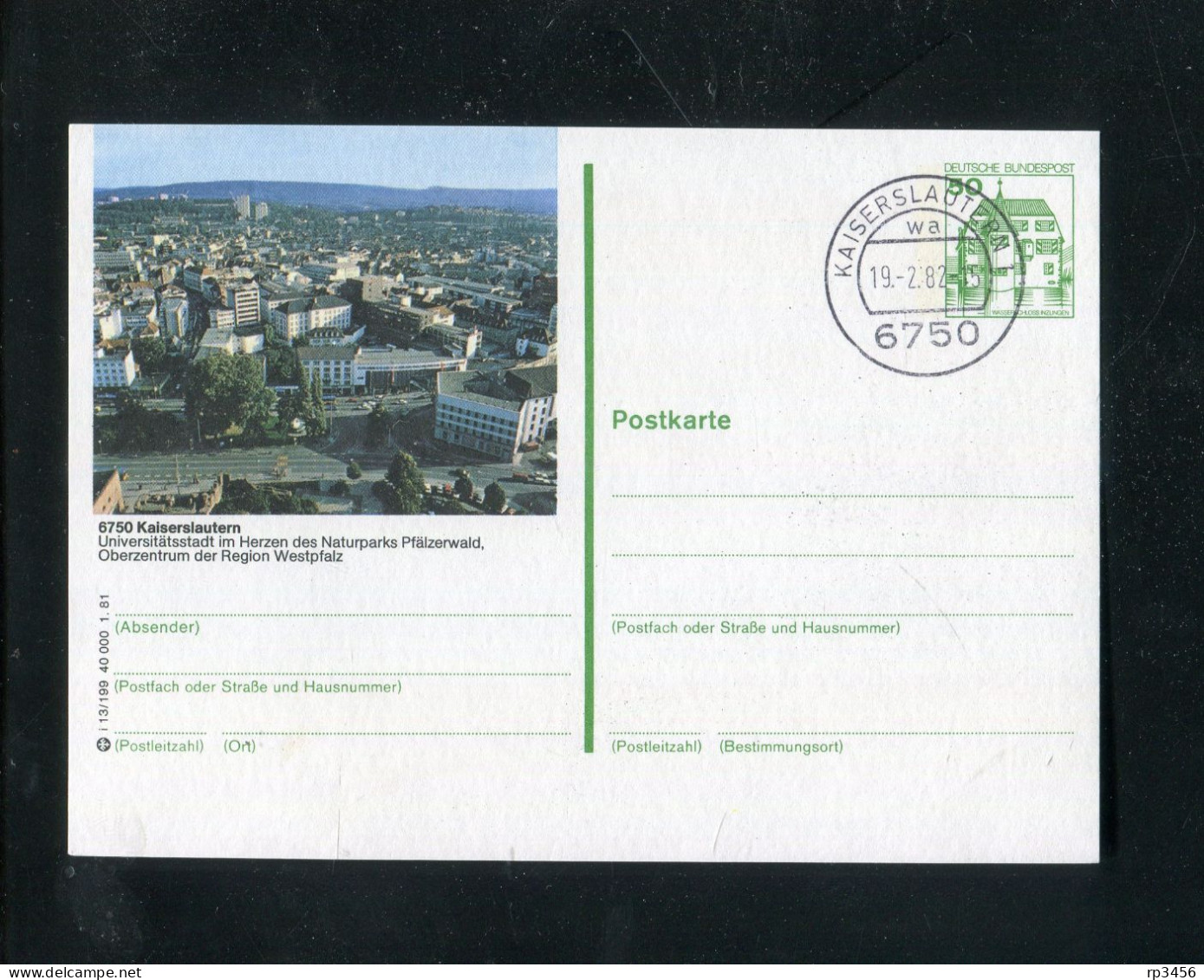 "BUNDESREPUBLIK DEUTSCHLAND" Bildpostkarte Mit Bildgleichem Stempel Ex "KAISERSLAUTERN" (3799) - Cartes Postales Illustrées - Oblitérées