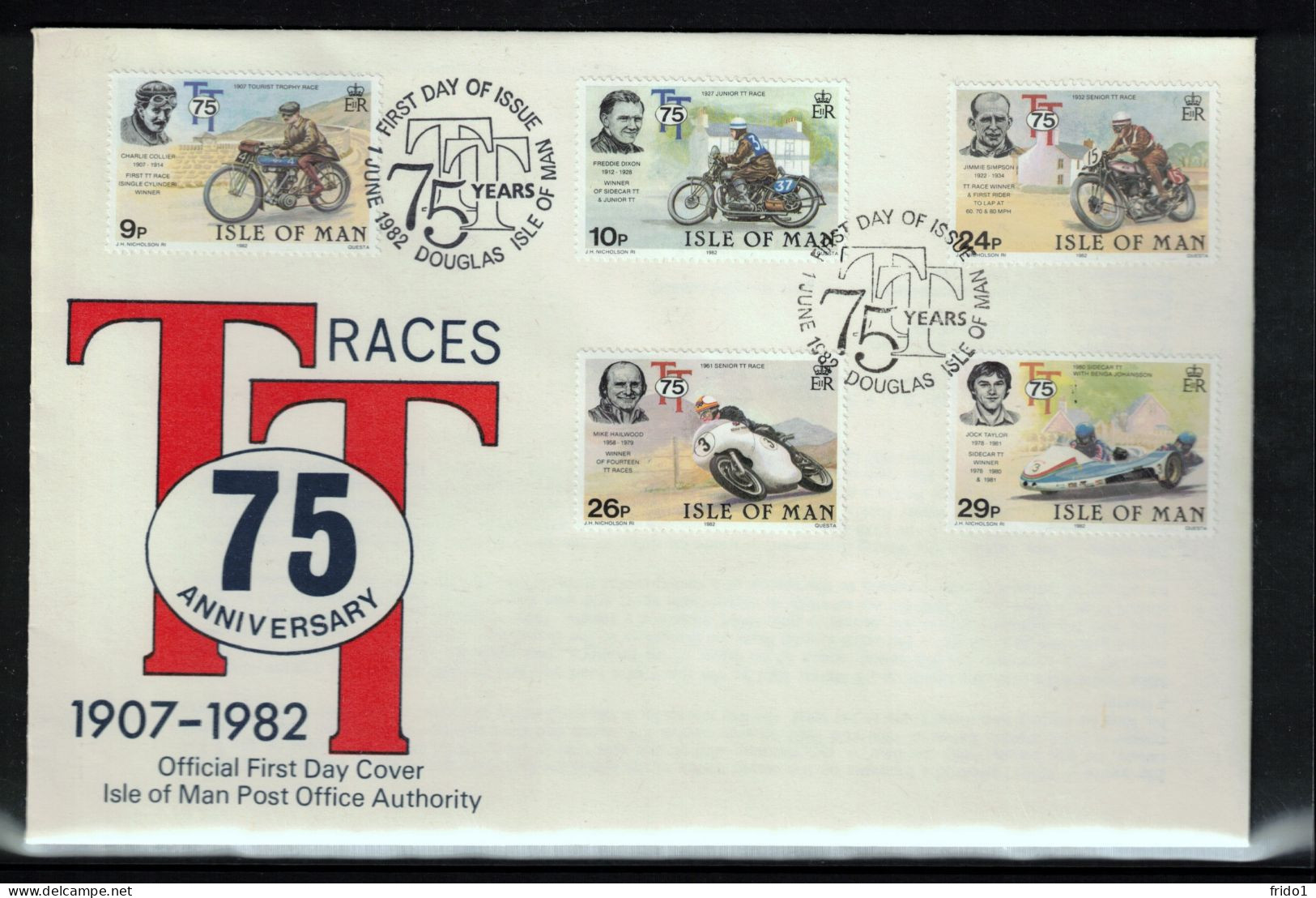 Isle Of Man 1982 Motorbikes - 75th Anniversary Of TT Races FDC - Motorbikes