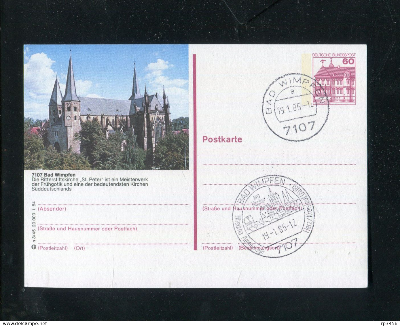 "BUNDESREPUBLIK DEUTSCHLAND" Bildpostkarte Mit Bildgleichem Stempel Ex "BAD WIMPFEN" (3800) - Cartes Postales Illustrées - Oblitérées