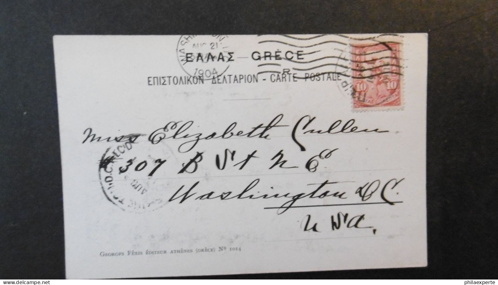 Griechenland Mi. 129 AK Athen 1904 In Die USA - Briefe U. Dokumente