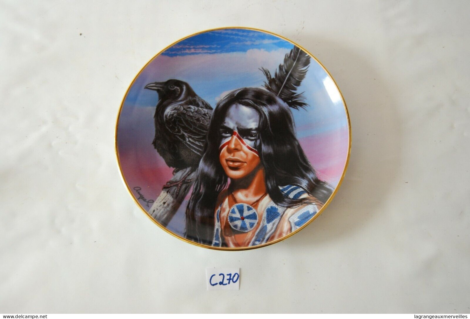 C270 Franklin Mint Assiette Collector Spirit Of The Black Crow Par Gary Ampel - Art Nouveau / Art Deco