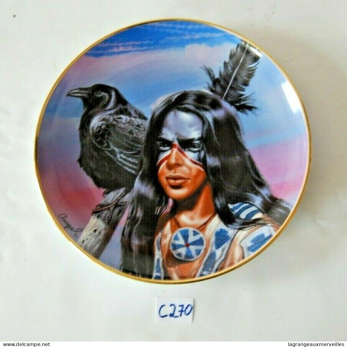 C270 Franklin Mint Assiette Collector Spirit Of The Black Crow Par Gary Ampel - Art Nouveau / Art Deco