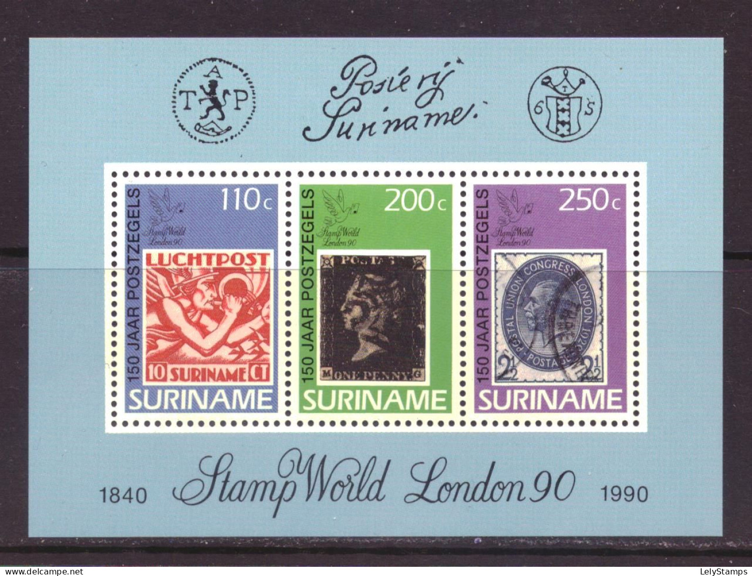 Suriname Republiek - Surinam Republic Block 92 MNH ** Stamp On Stamp (1990) - Suriname