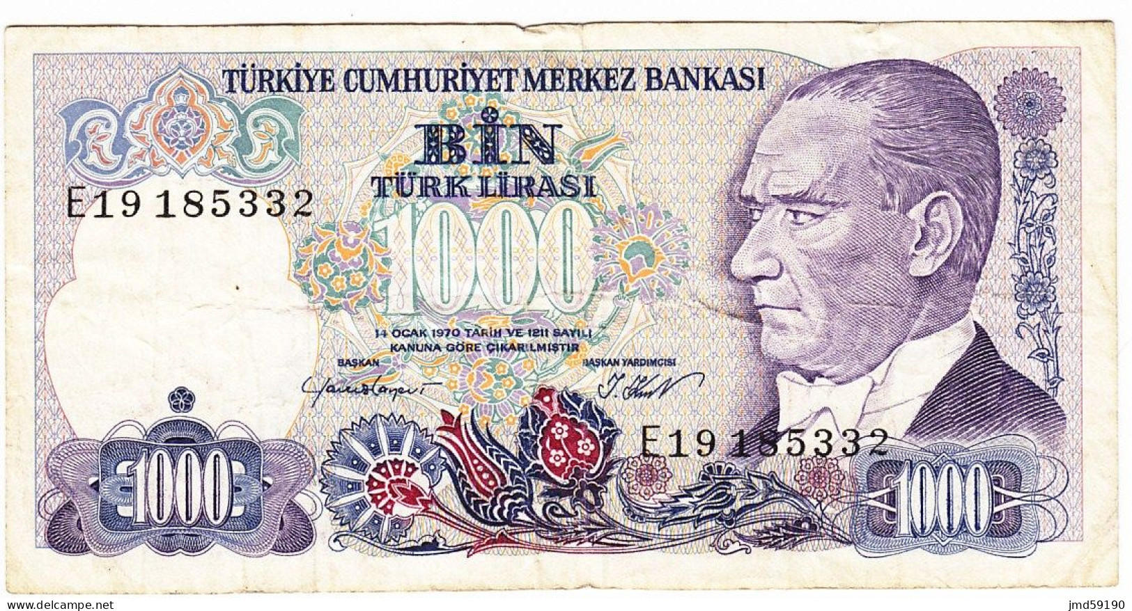 TURQUIE - Billet De 1000  Lirasi De 1970 - E19 185332 - Turquie