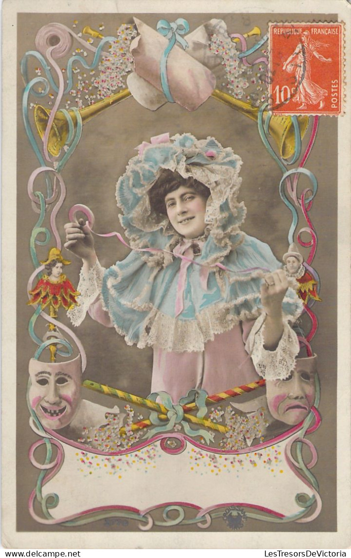 FANTAISIE - Femme Dans Un Décor De Theatre - Masques - Carte Postale Ancienne - Femmes
