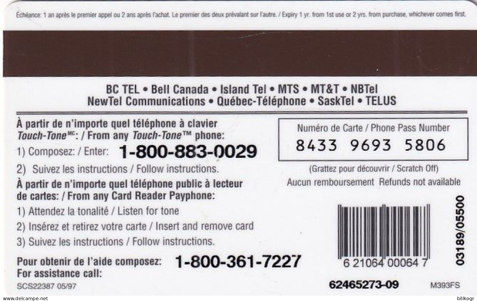 CANADA - Fjord Du Saguenay/Quebec, Bell Magnetic Prepaid Card $10, Tirage 5500, 05/97, Used - Kanada